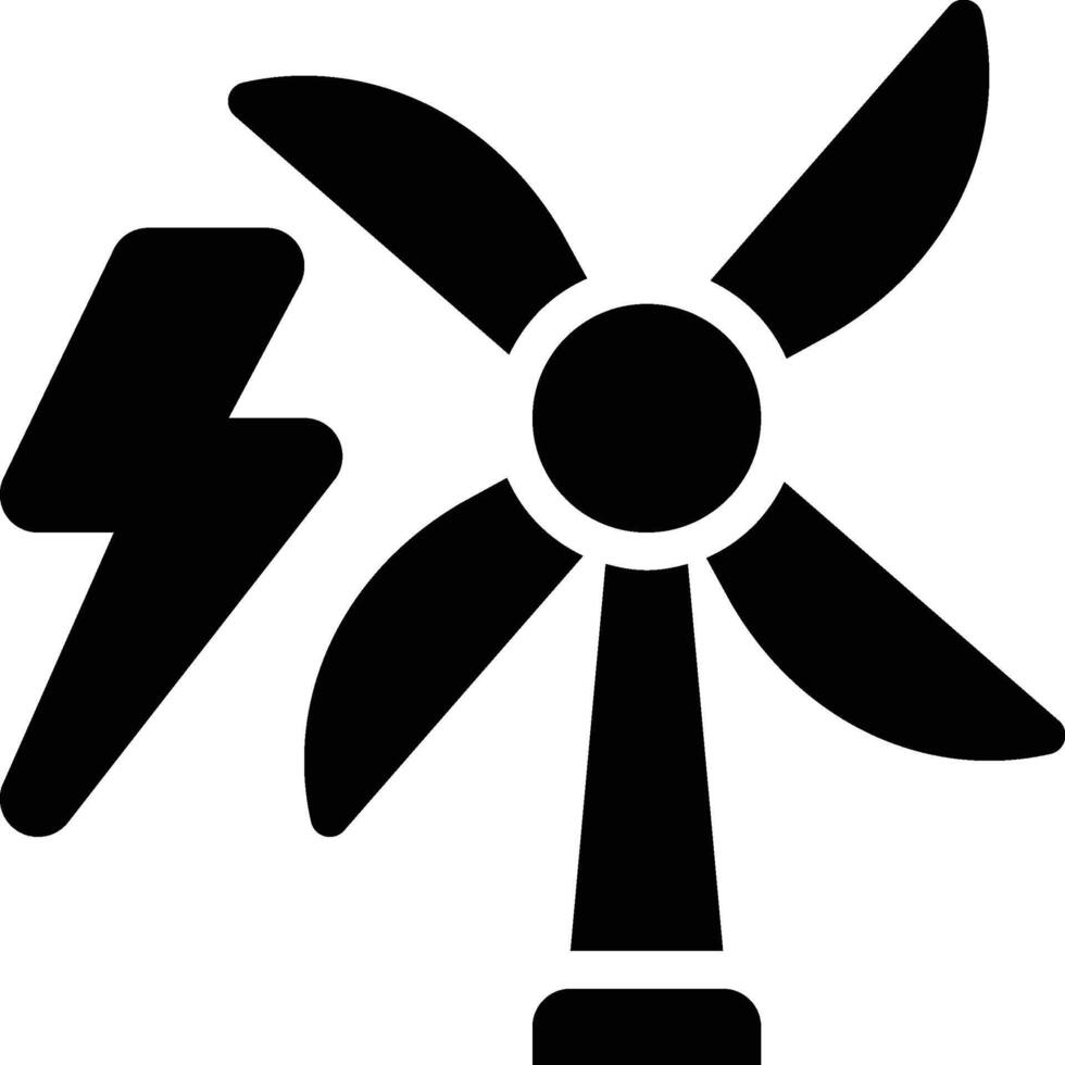 Wind Power, Windmill Glyph Solid Icon vector