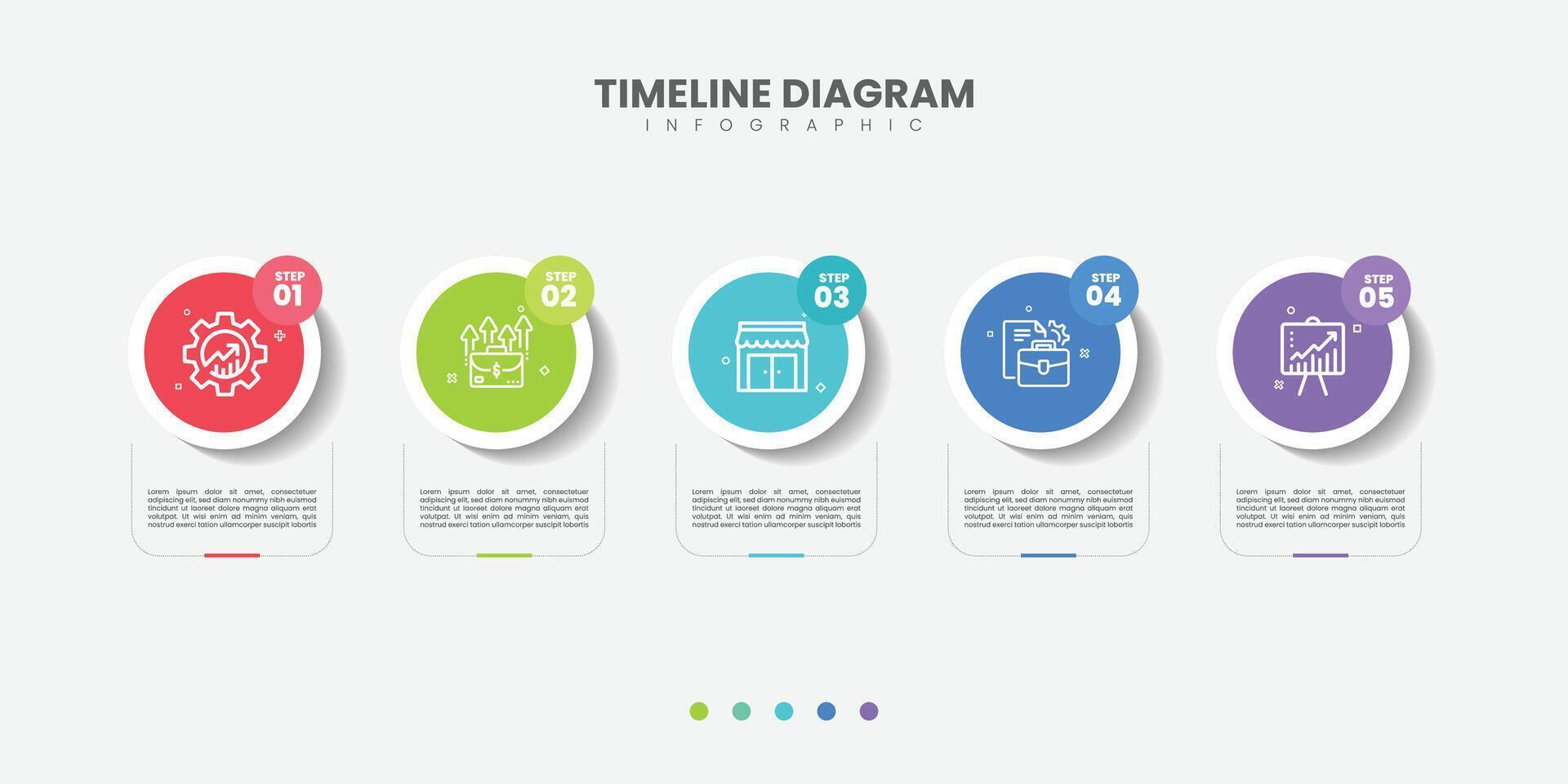 5 Steps Infographics Design Template Pie chart, workflow layout, squire diagram, brochure, report, presentation, web design Editable illustration on white background vector