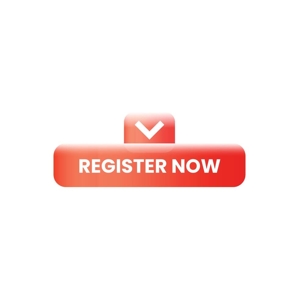 A red button with the word register now vector