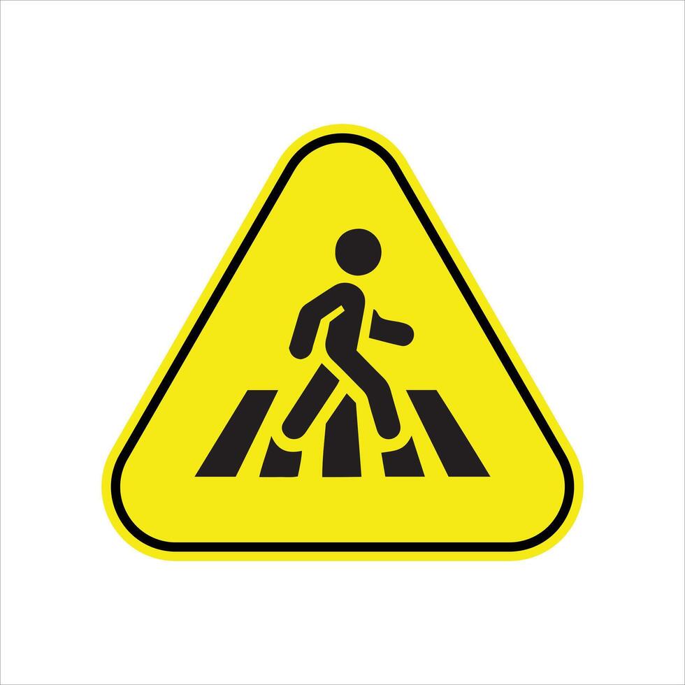 A yellow sign with a man walking across the street vector