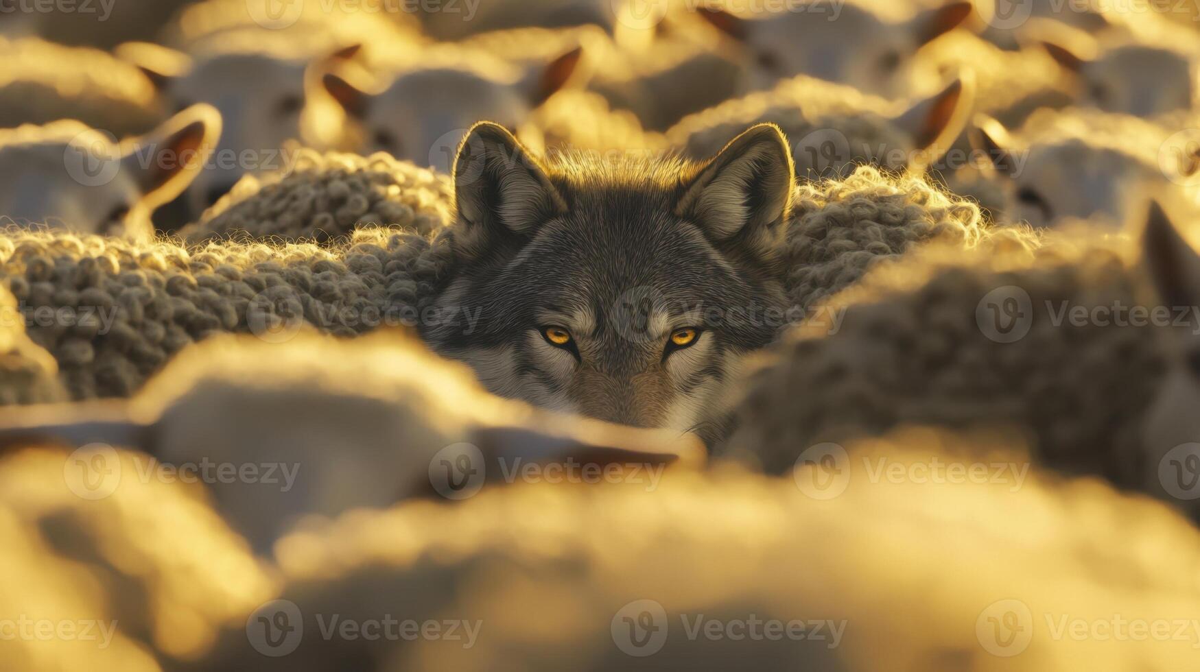 Wolf in the flock, 3d illustration, wolf in the flock, wolf in the flock, photo