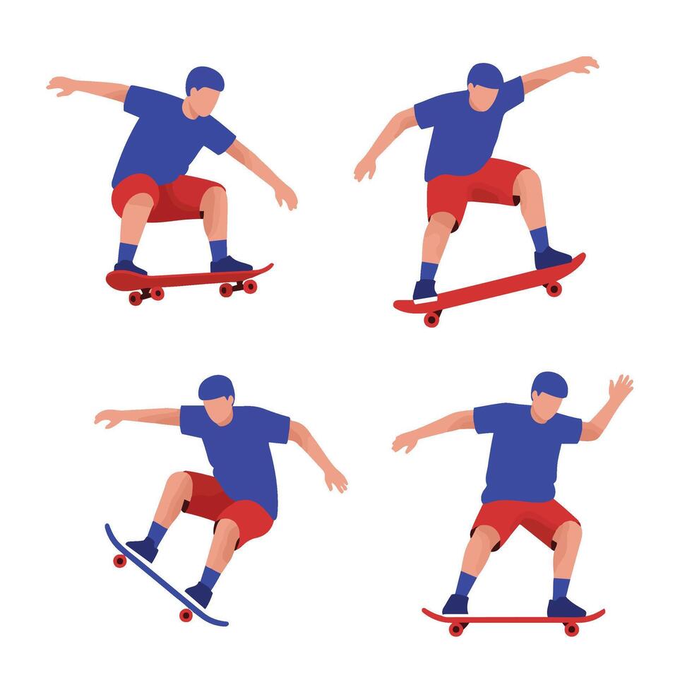 Skater Boy in Action Doing an Impressive Skateboard Jump vector