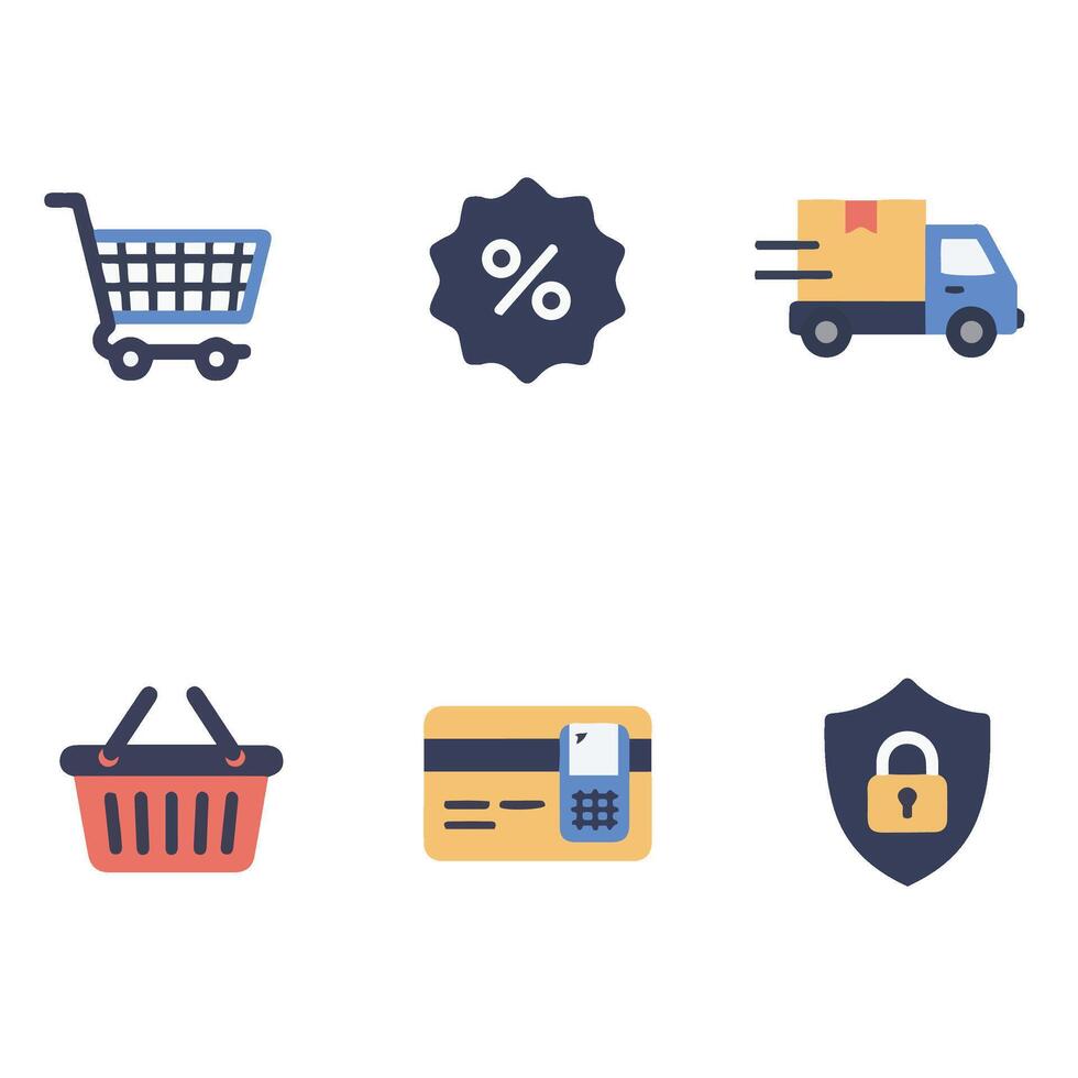 Online Store Icon Pack Featuring Discount, Money, and Security vector