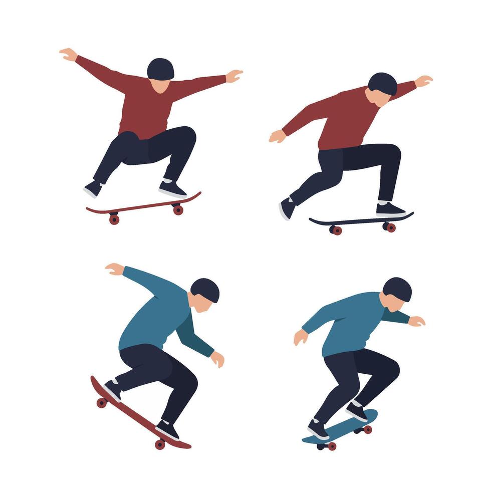High-Energy Skater Boy Performing a Powerful Jump Stunt vector