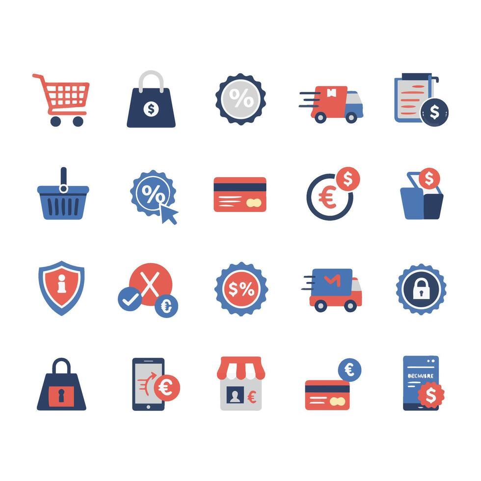 Ecommerce Shopping Set with Sales, Money, and Secure Checkout vector