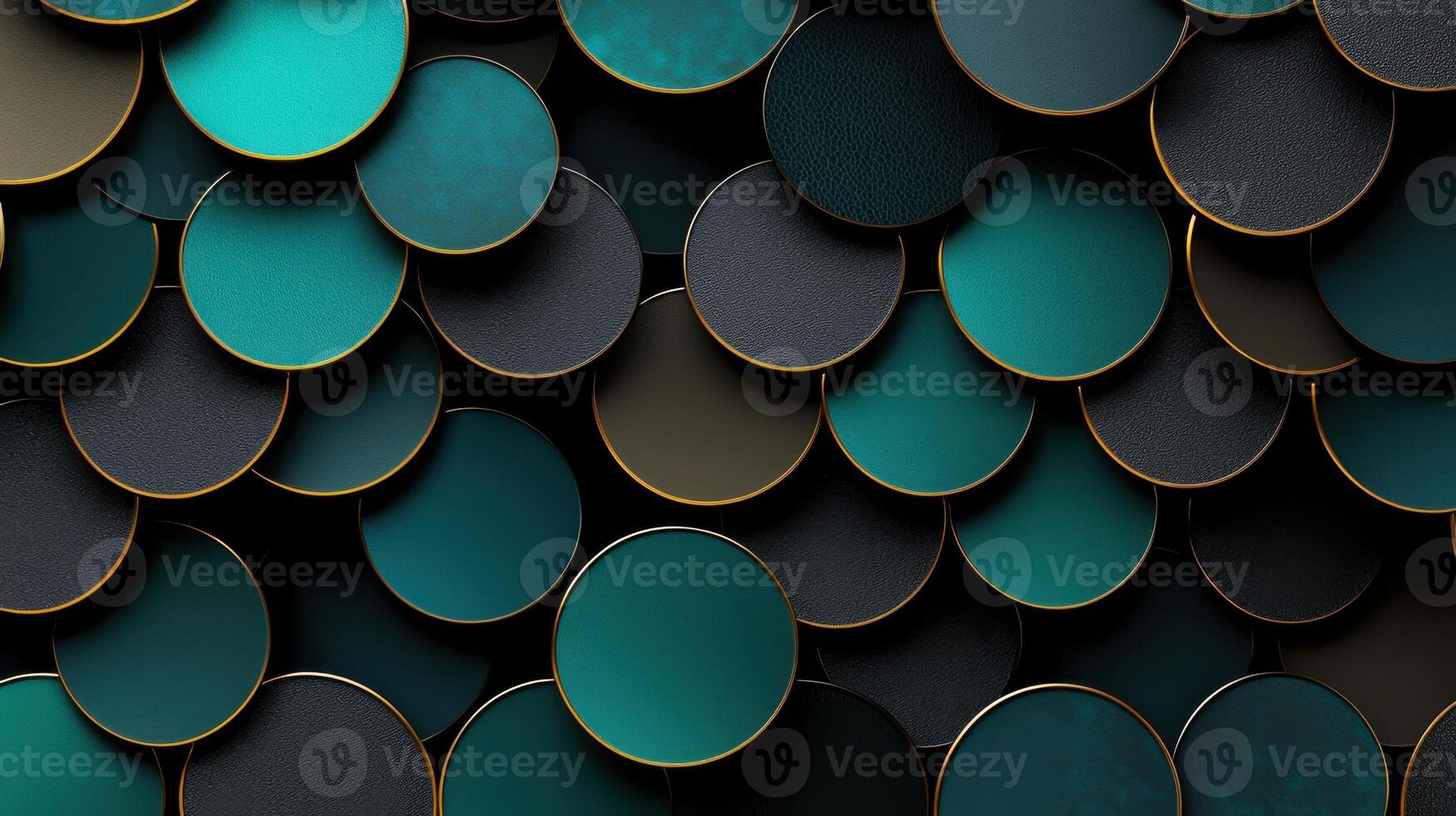 A black and green background with many circles photo
