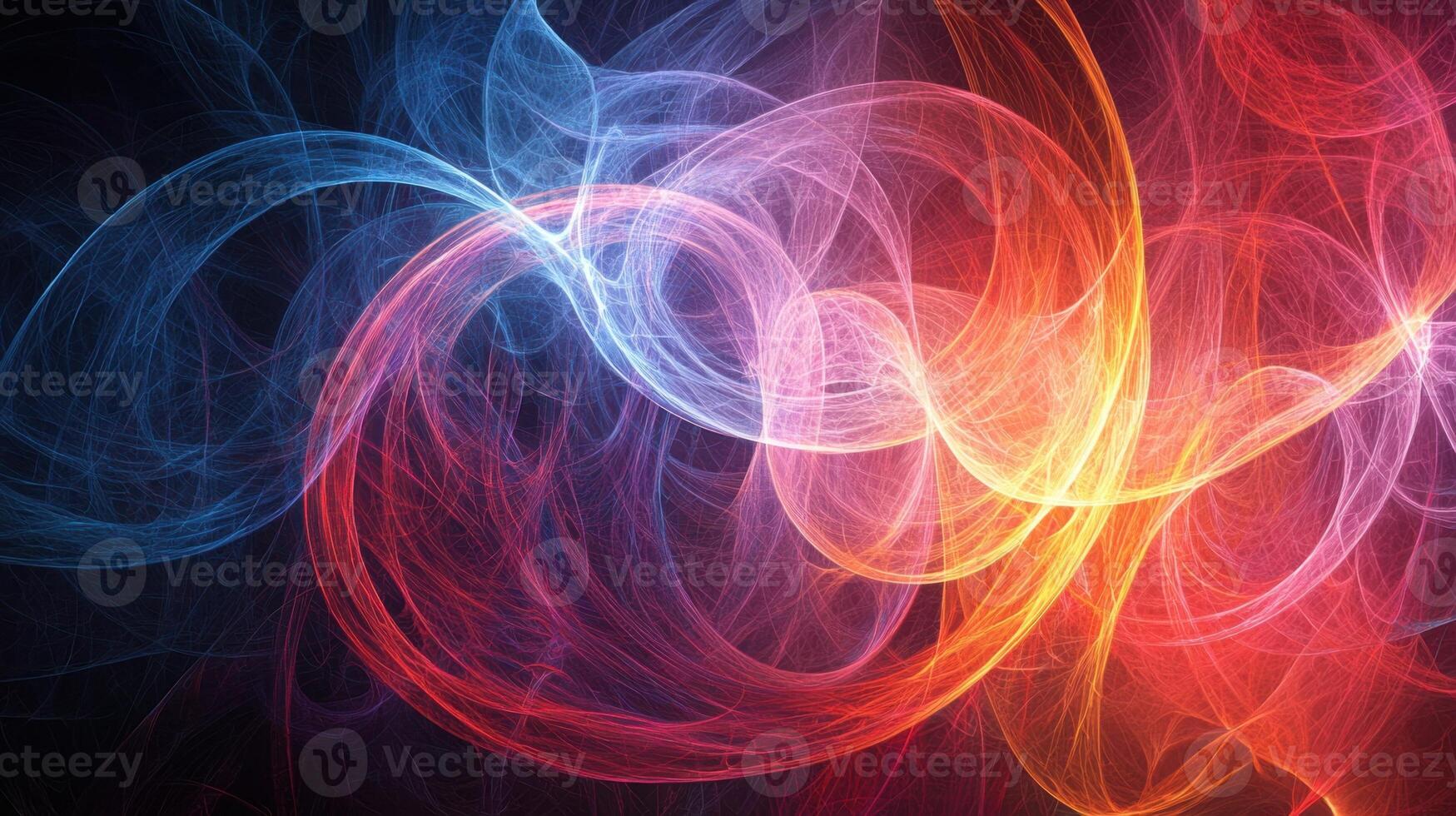 Abstract colorful smoke swirls on a black background photo