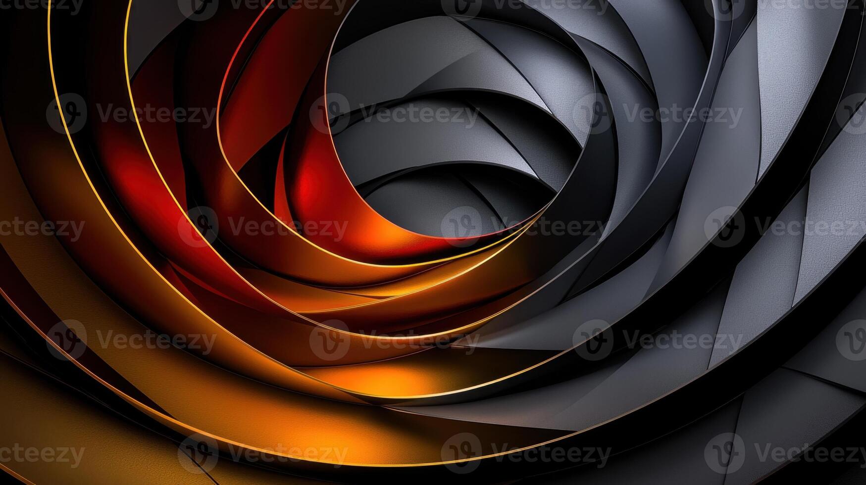 A black and orange spiral with a red and orange swirl photo