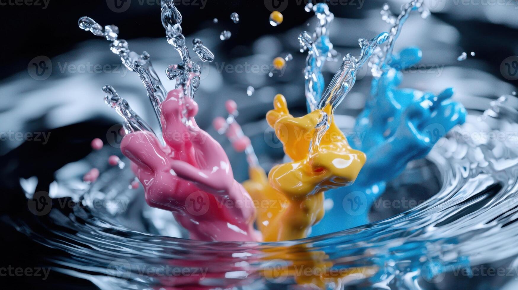 Colorful ink splash in water photo