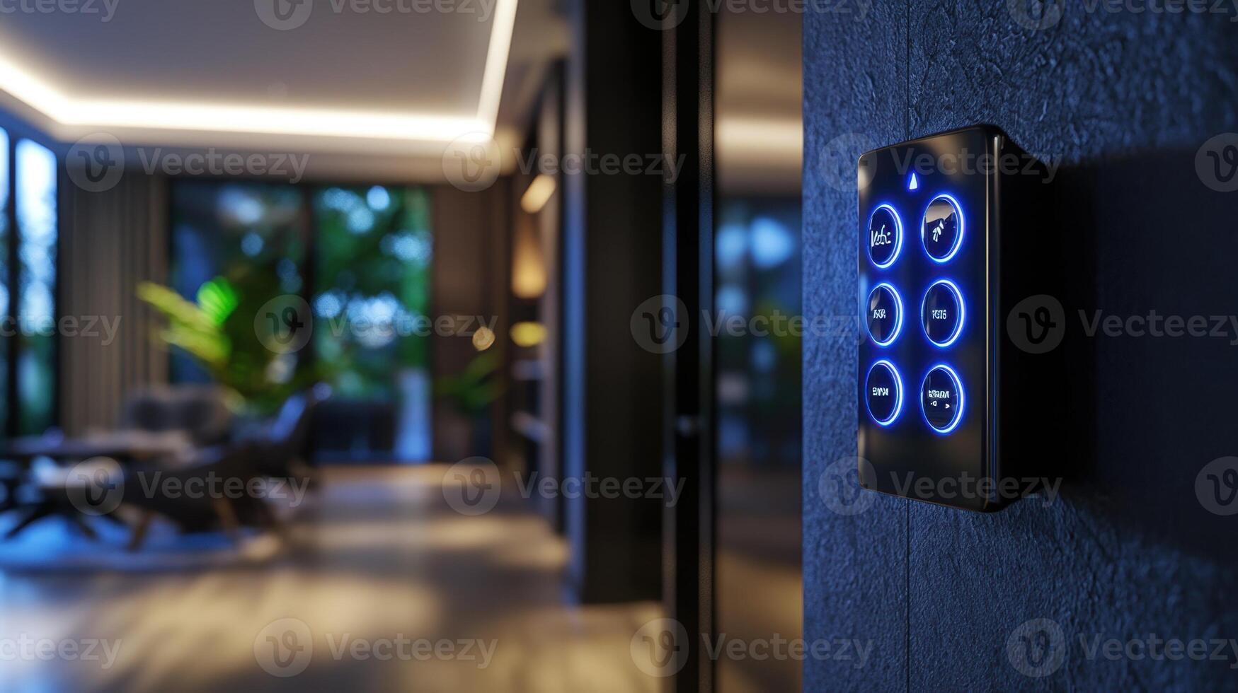 A modern electronic keypad on a wall photo