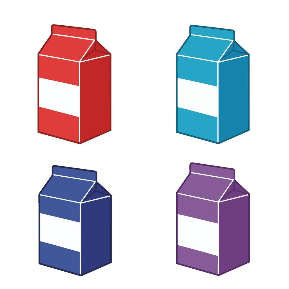 Flat Style Milk Box Collection with Milk Packaging Box vector