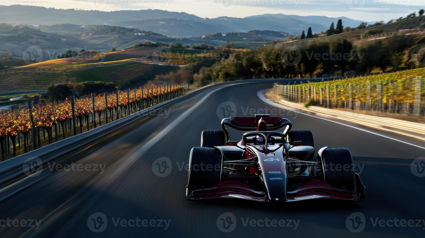 The car is in motion and he is speeding down the road photo
