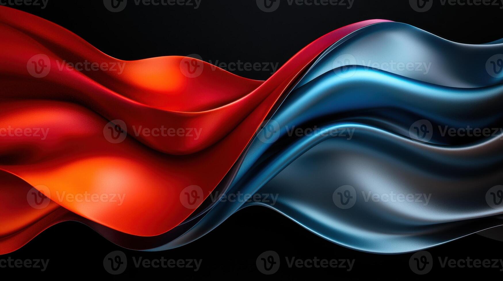 A red and blue wave with a red and blue ribbon photo
