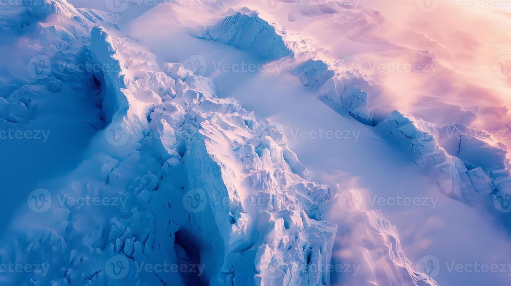 Spectacular display of ice formations in an arctic setting during sunrise, showcasing vibrant colors and textures in the frozen landscape, creating a peaceful and breathtaking view. photo