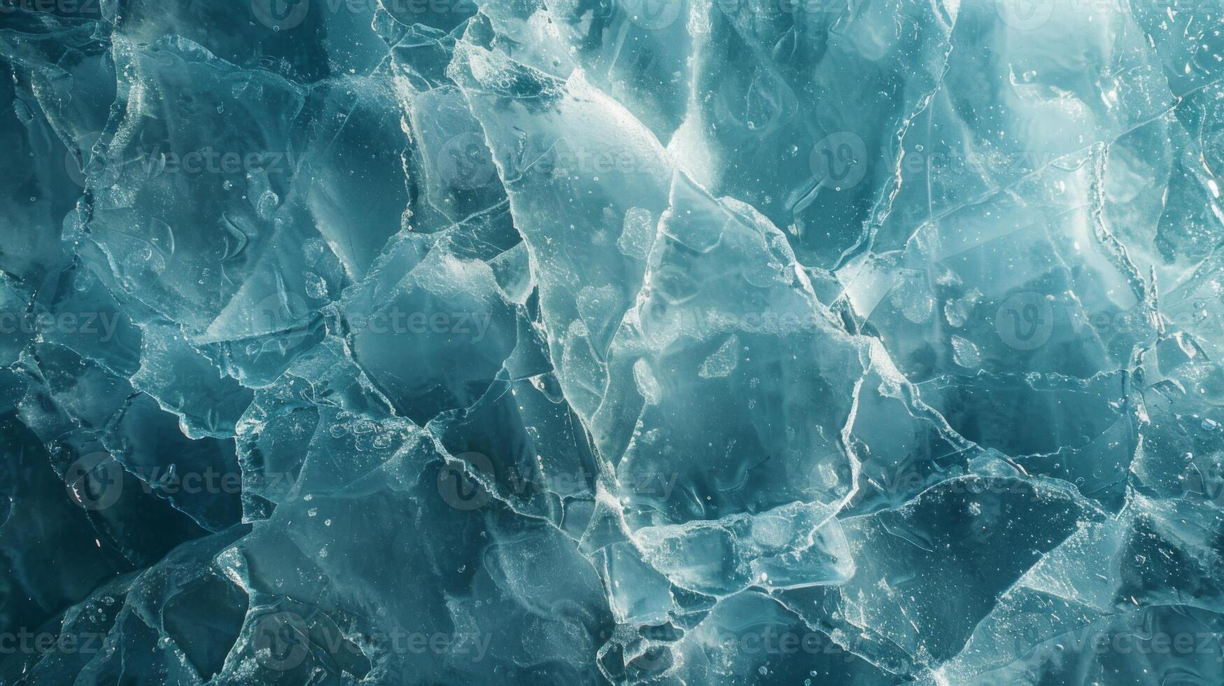 Crystalline ice chunks create an intricate mosaic of clear and blue shades, reflecting natural light and showcasing the artistry of frozen water in a cold environment. photo