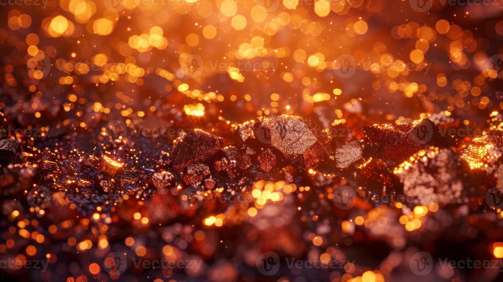 Glowing embers illuminate the dark surface, with tiny particles sparkling in the air, creating a captivating and warm atmosphere, perfect for an evening gathering. photo