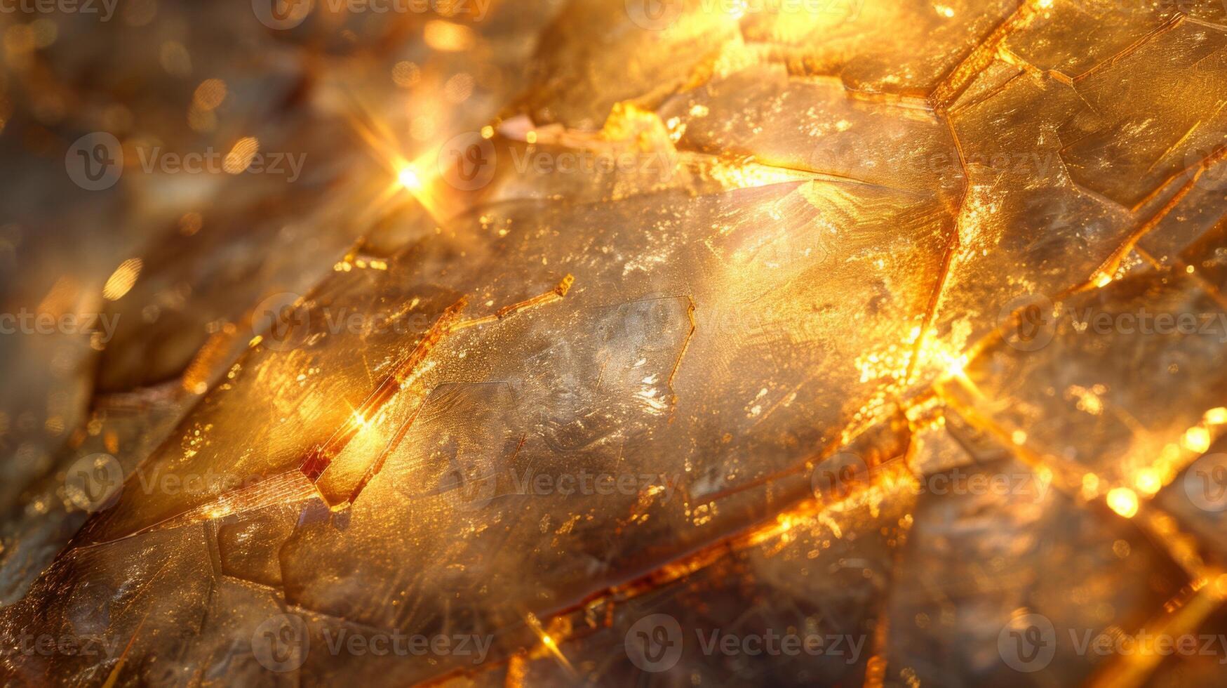Bright golden crystals catch light beautifully, showcasing intricate textures and patterns in this close up exploration of mineral formations, emphasizing natural beauty and wonder. photo