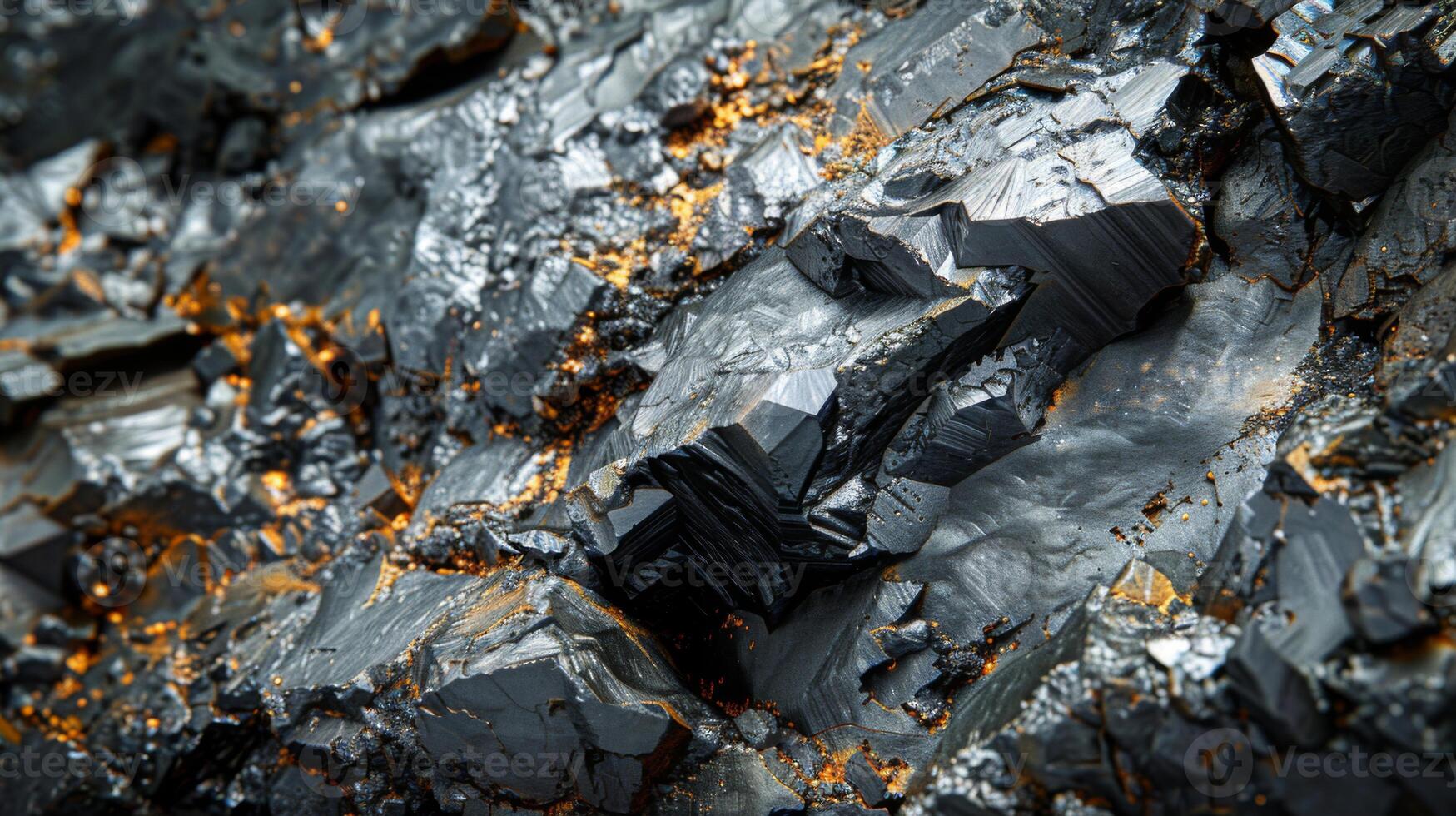 This close up view reveals the intricate textures and colors of a metallic mineral formation, reflecting light and enhancing its natural beauty, showcasing geological features in detail. photo