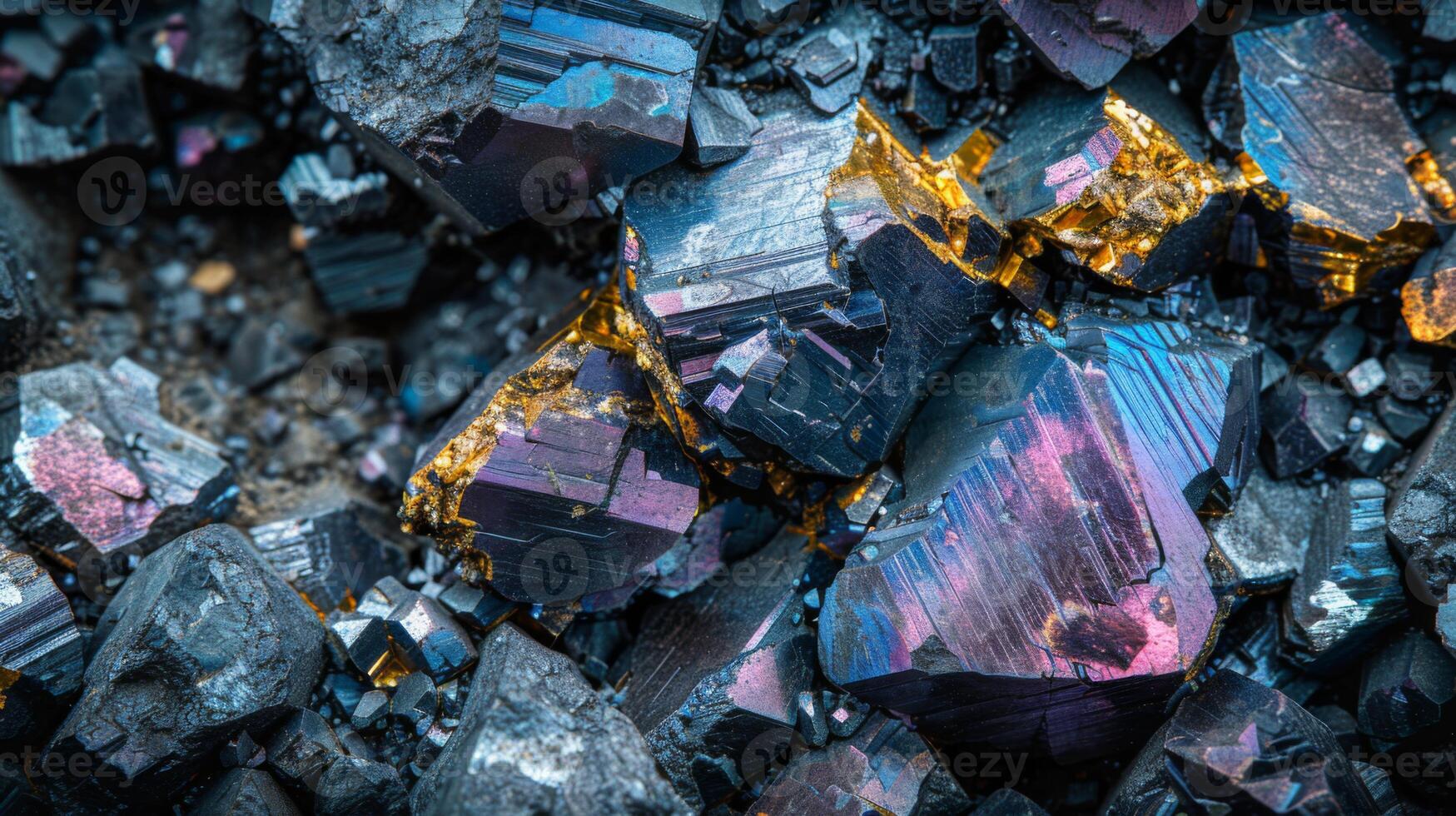 Vibrant mineral crystals exhibit a stunning array of colors and textures, reflecting light beautifully on a natural surface, highlighting their fascinating geological features. photo