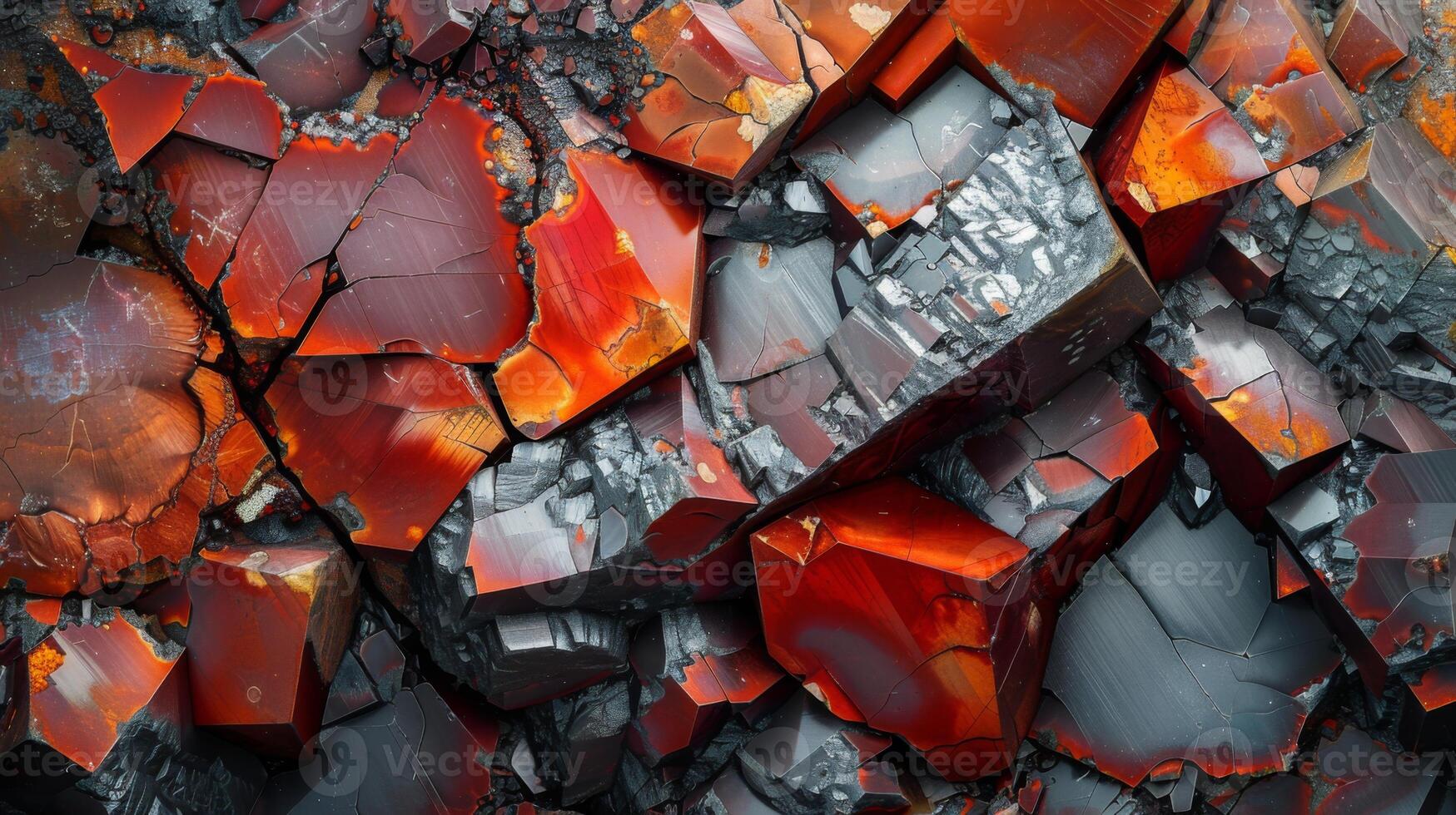 Rich hues of red and gray minerals come together in a stunning natural formation that highlights the beauty of geological processes. This unique pattern evokes curiosity and wonder. photo