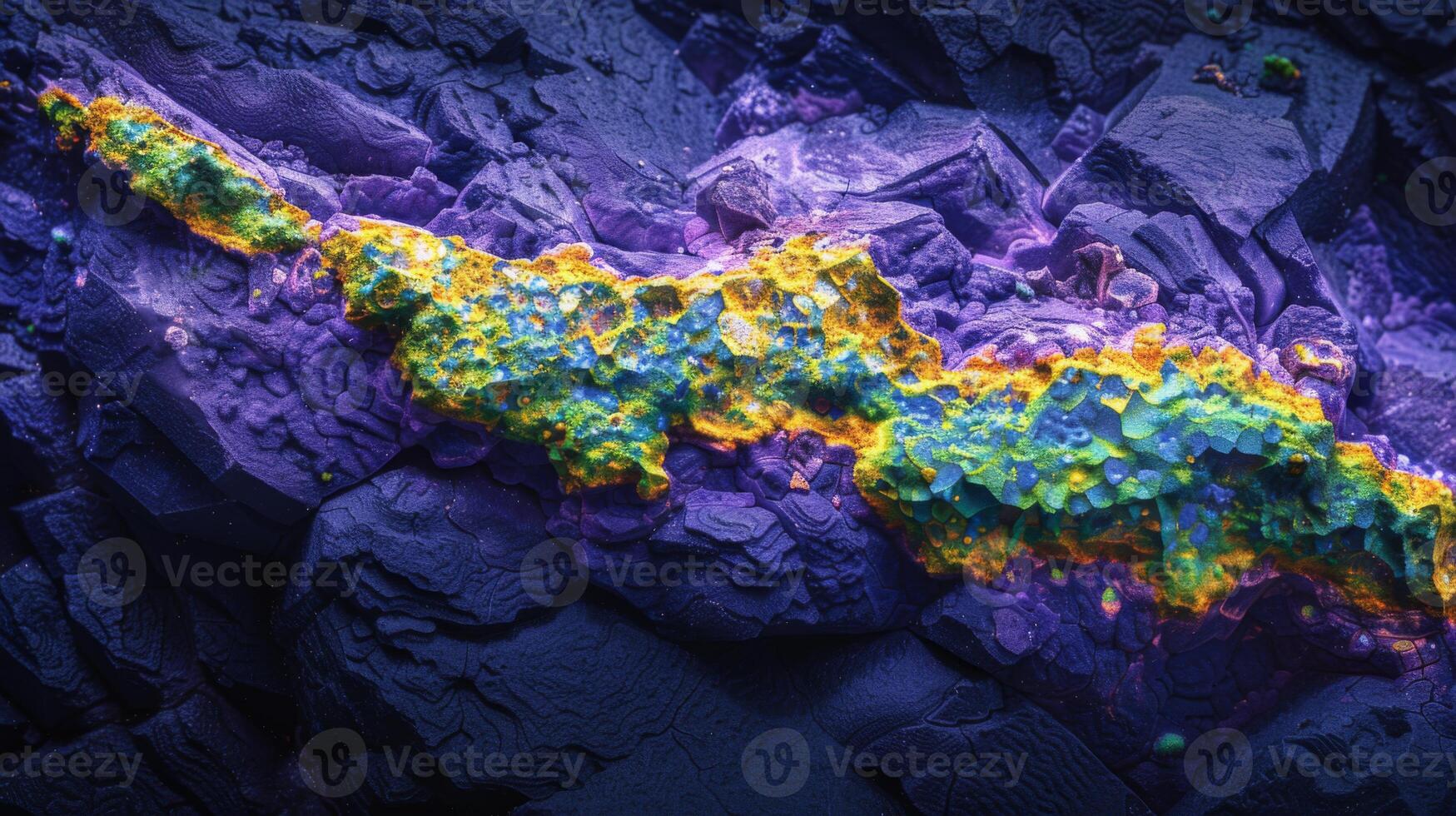 This striking visual captures an array of colorful mineral formations with vivid textures and layered structures, highlighting unique geological characteristics and beauty. photo