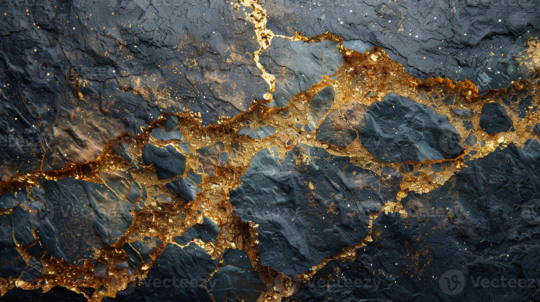 Intricate patterns reveal a striking geological formation featuring dark stones interspersed with gleaming gold and rich textures, highlighting nature's artistry in a mineral rich landscape photo