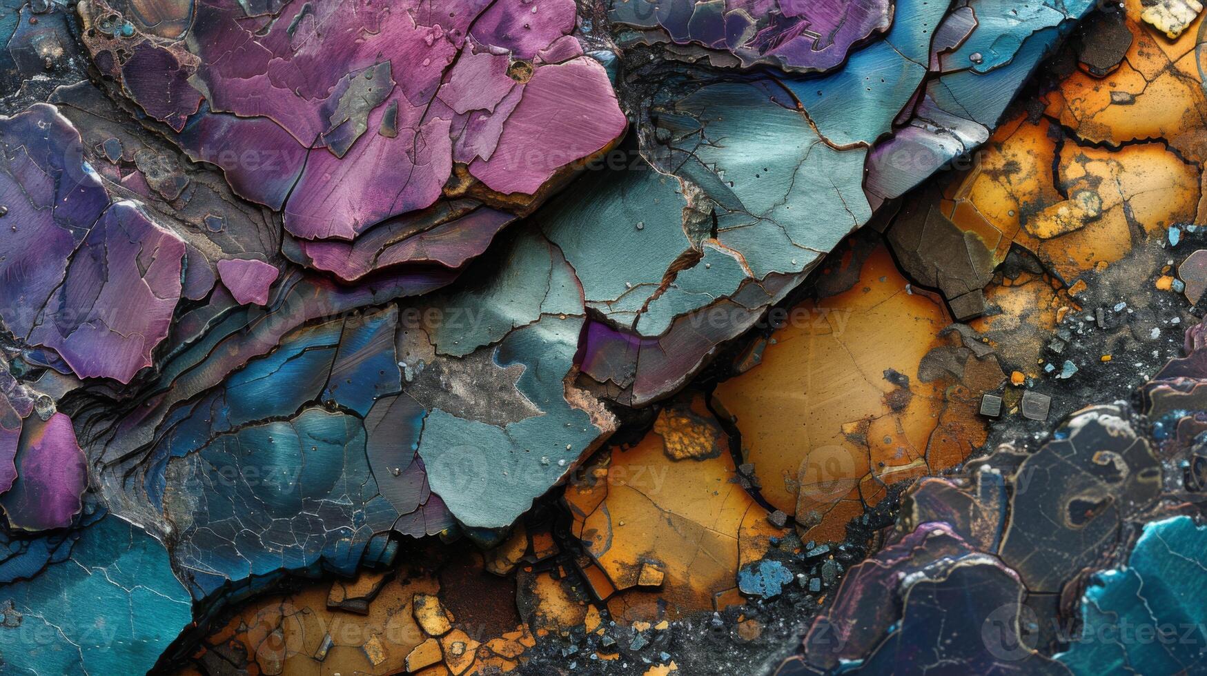 Beautiful layers of minerals exhibit a dazzling array of colors and textures, highlighting the natural artistry of geological processes in a close up view. photo
