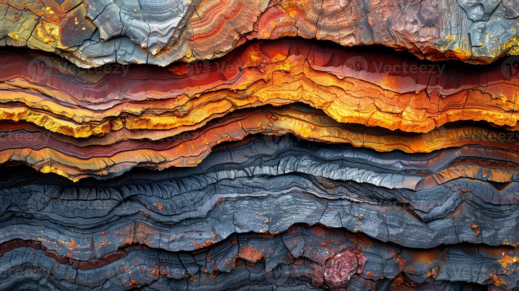Vibrant layers of rock display various colors and textures, showcasing the natural beauty of geology in a remote location under clear skies, highlighting earth's history. photo