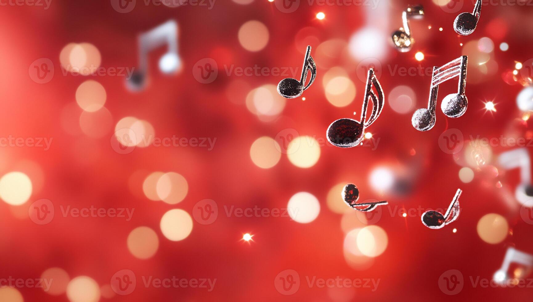 A vibrant background featuring musical notes against a red backdrop. photo