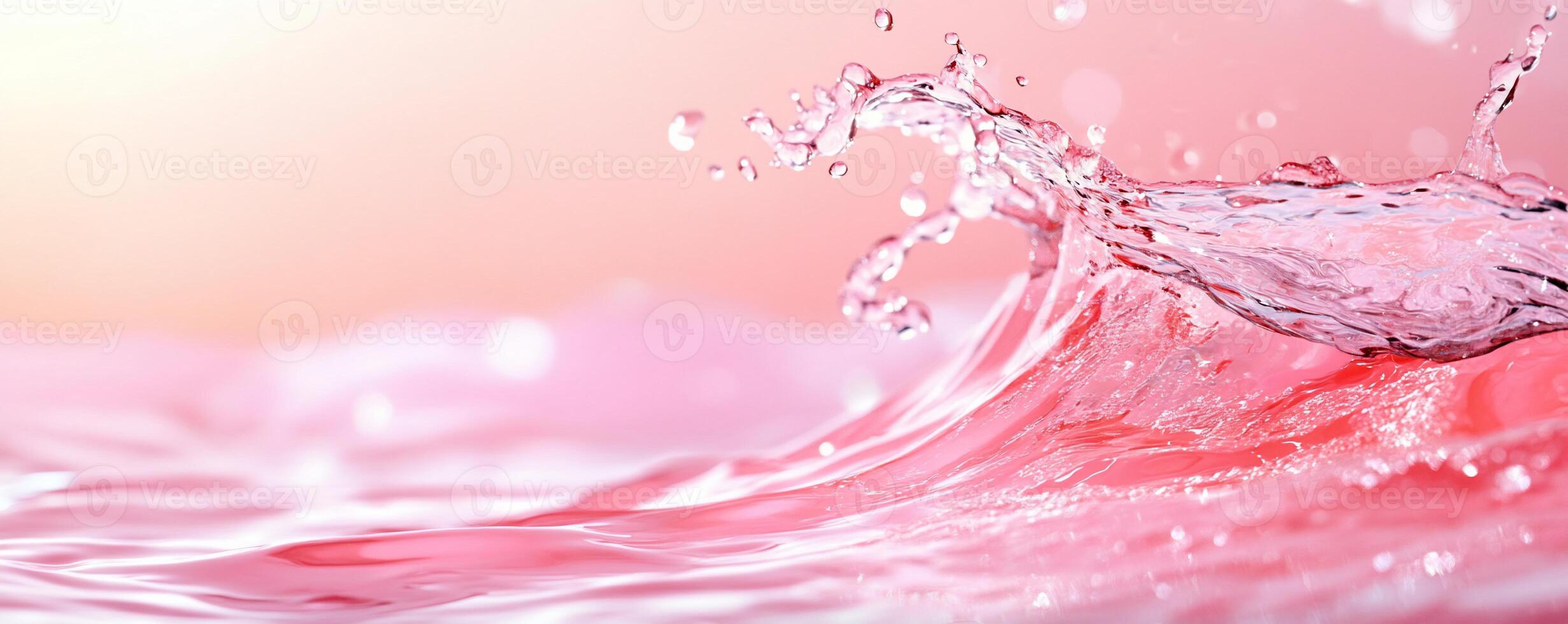 A splash of water against a soft pink background, creating a serene effect. photo