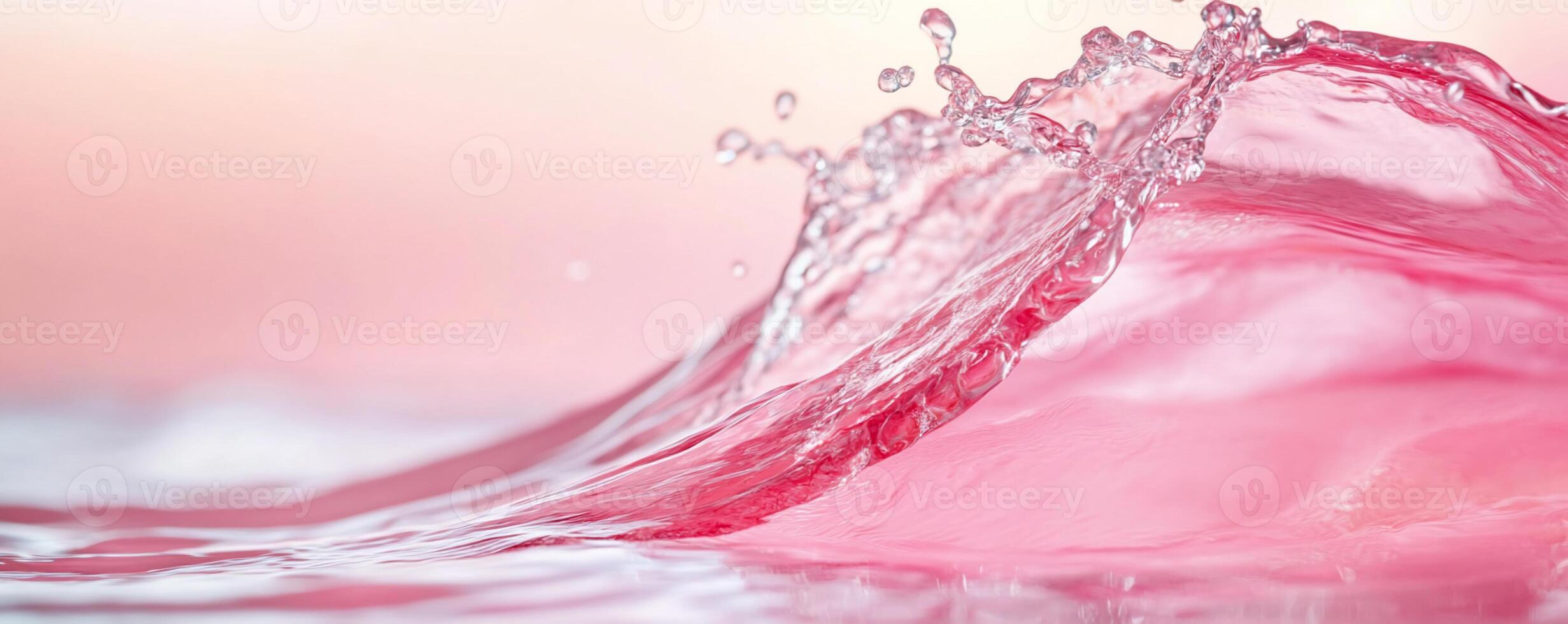 A close-up of pink water waves with splashes in a serene setting. photo
