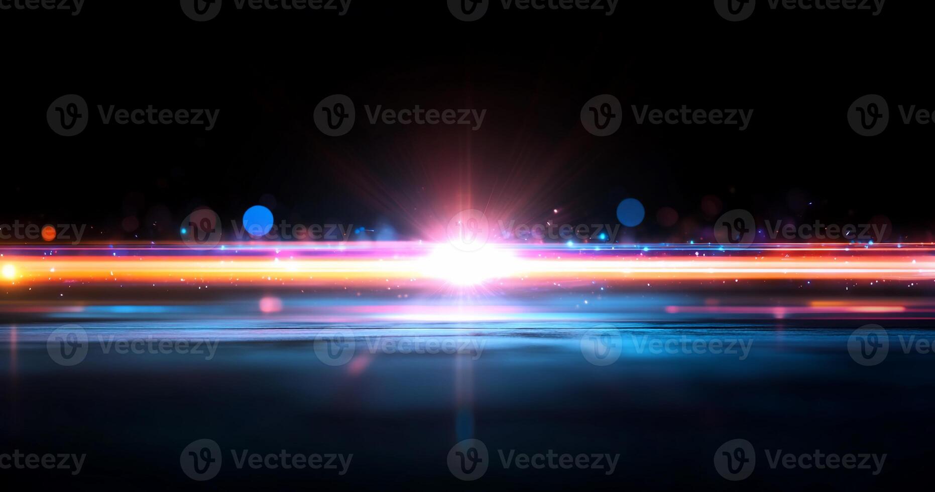 Abstract light rays creating a vibrant, futuristic atmosphere. photo