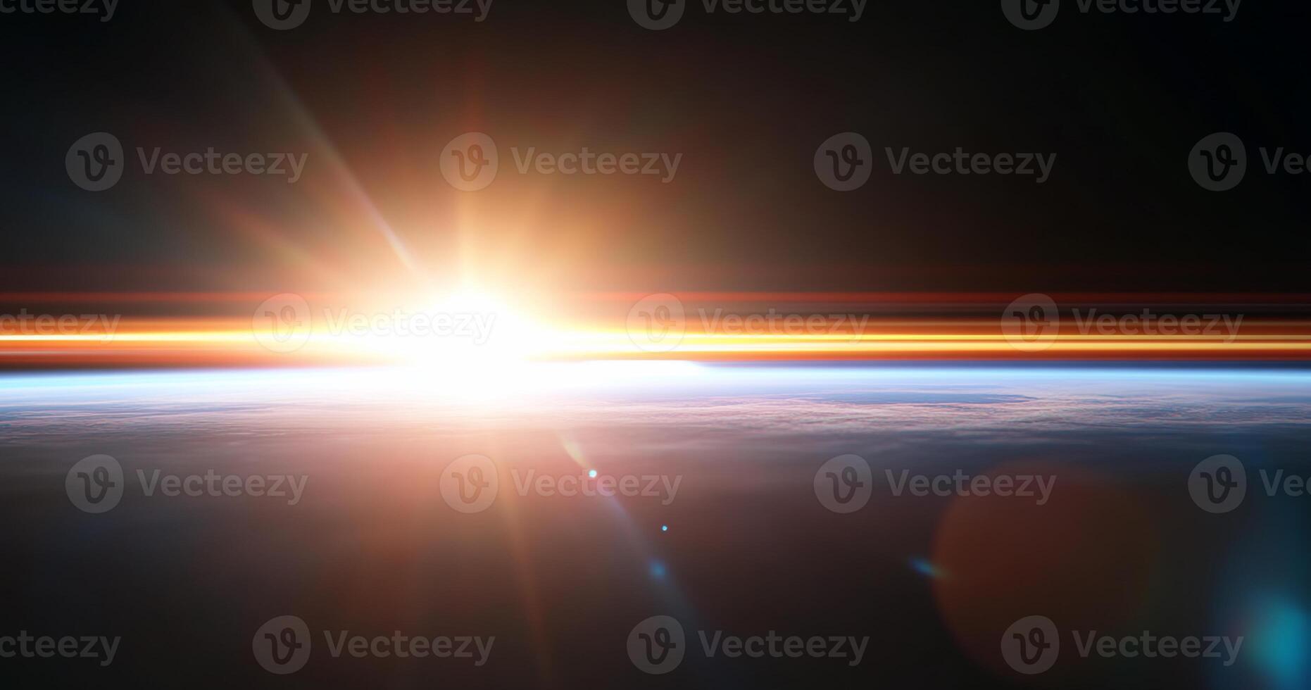 A breathtaking view of a sunrise over the Earth from space. photo