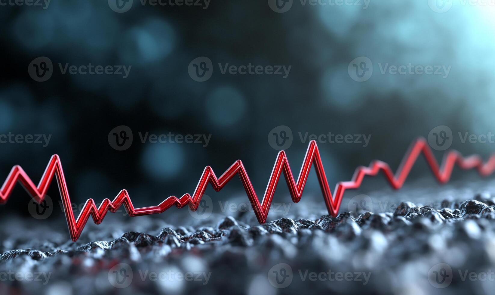 A red heartbeat line on a textured surface against a blurred background. photo