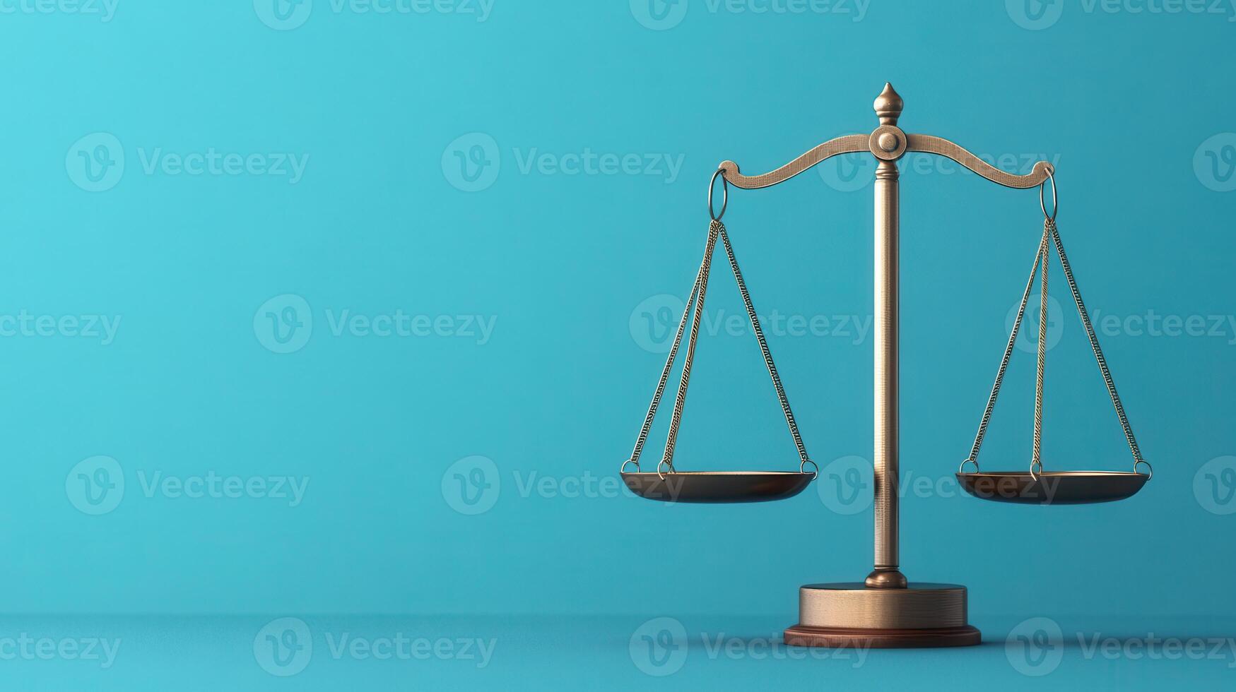 Golden Balance Scale on Blue Background Representing Justice and Equality in Legal and Law Concepts photo