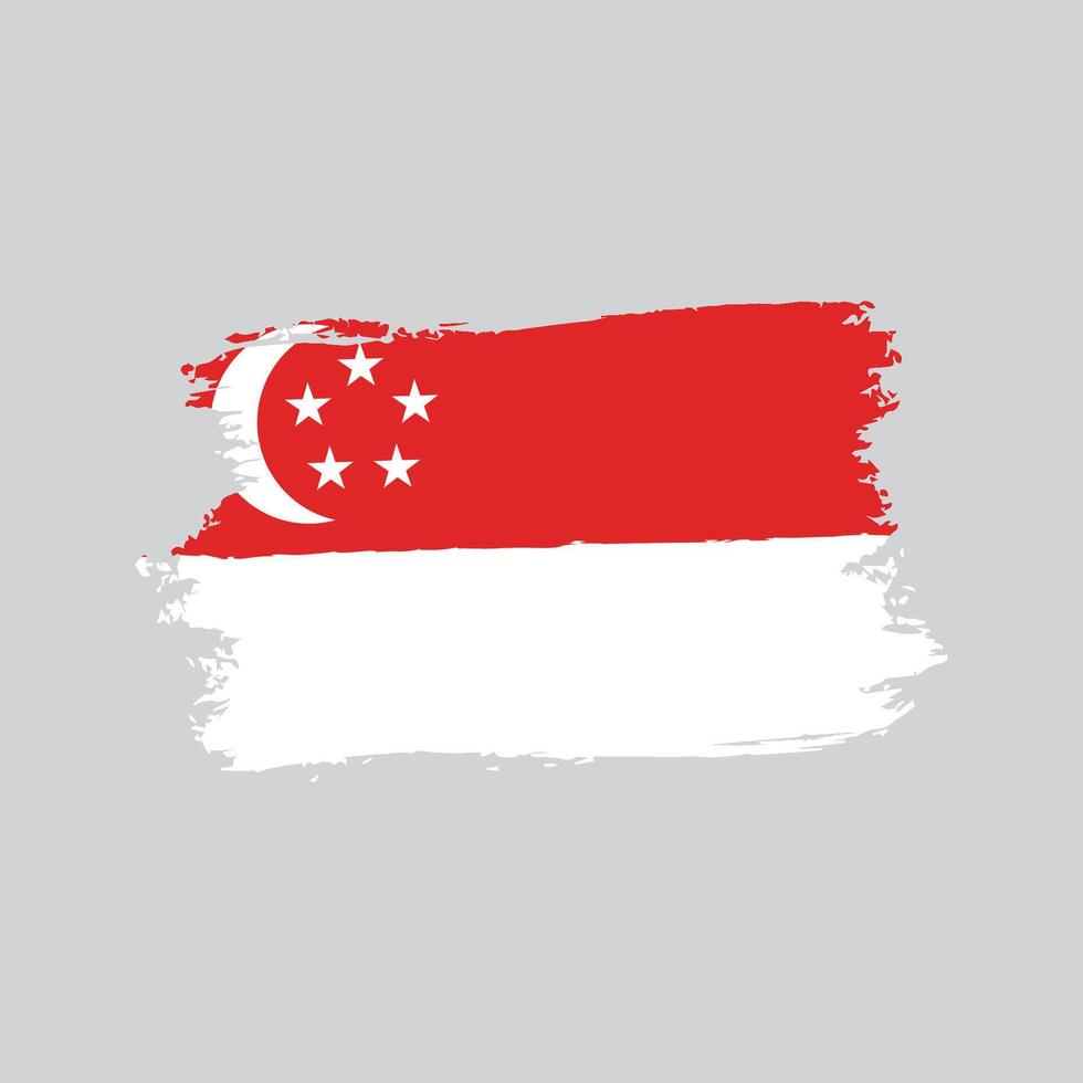 Flag of the singapore in brush shape frame vector