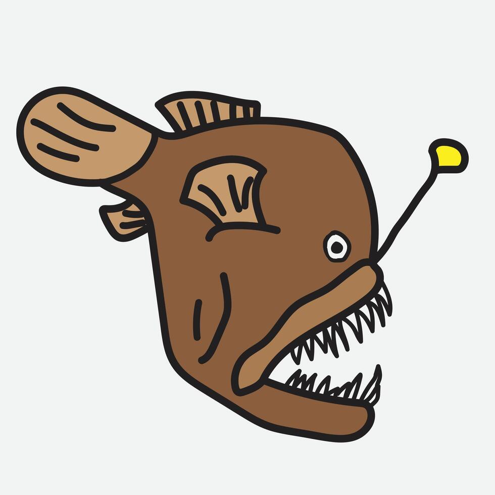 Deep Sea Anglerfish with white Background vector