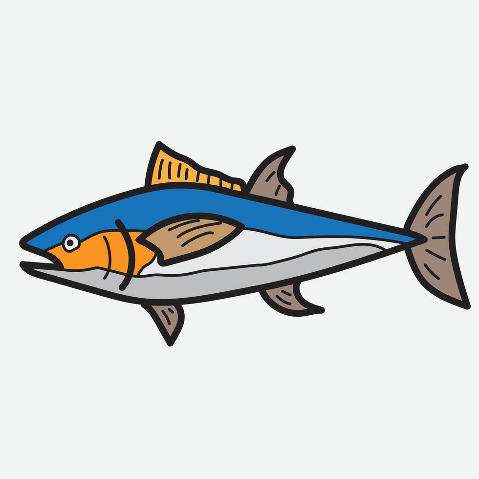 Cartoon Blue fin tuna Fish Illustration vector