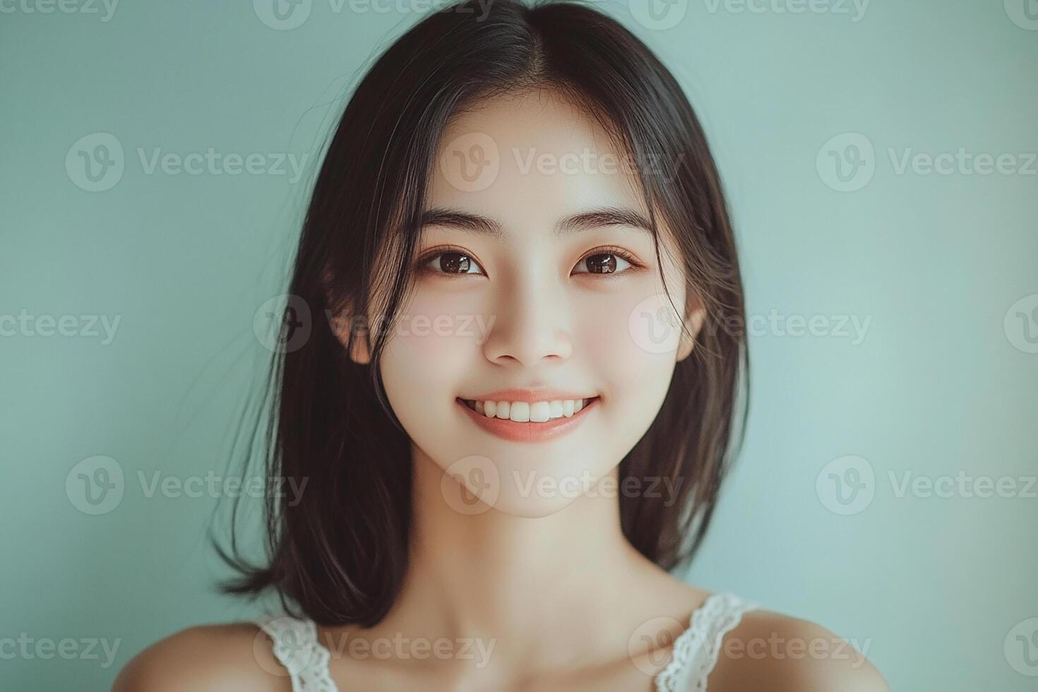 A beautiful young woman with a smile on her face photo