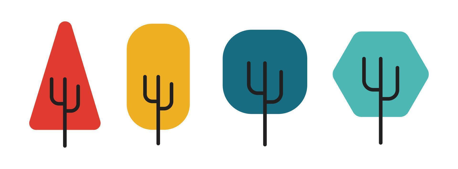 Illustration tree set retro with blank background vector