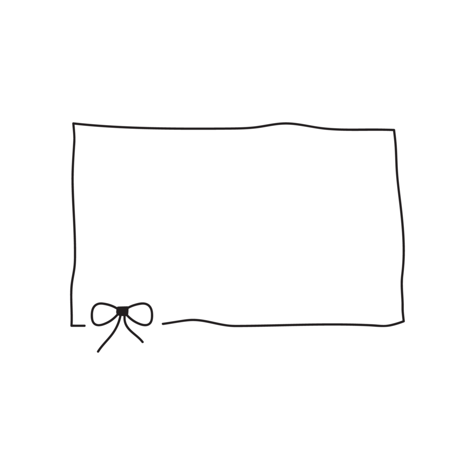 Wavy Rectangular Frame with Bow Decoration png