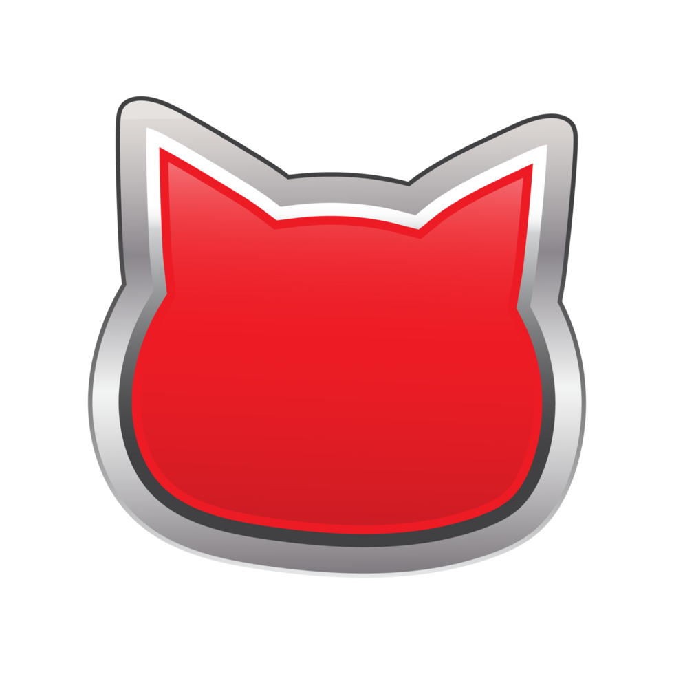 Red Cat Face Symbol with silver edges png