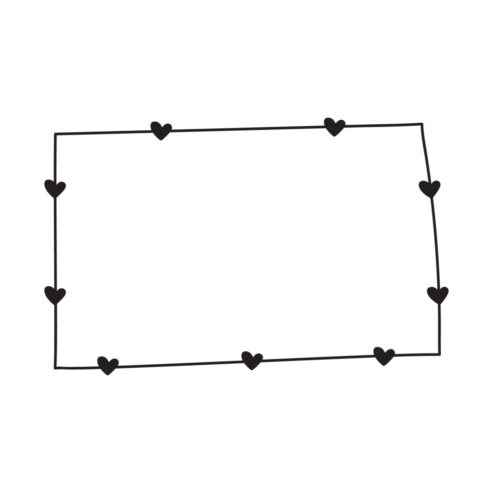 Hand-Drawn Frame with Heart Corners png