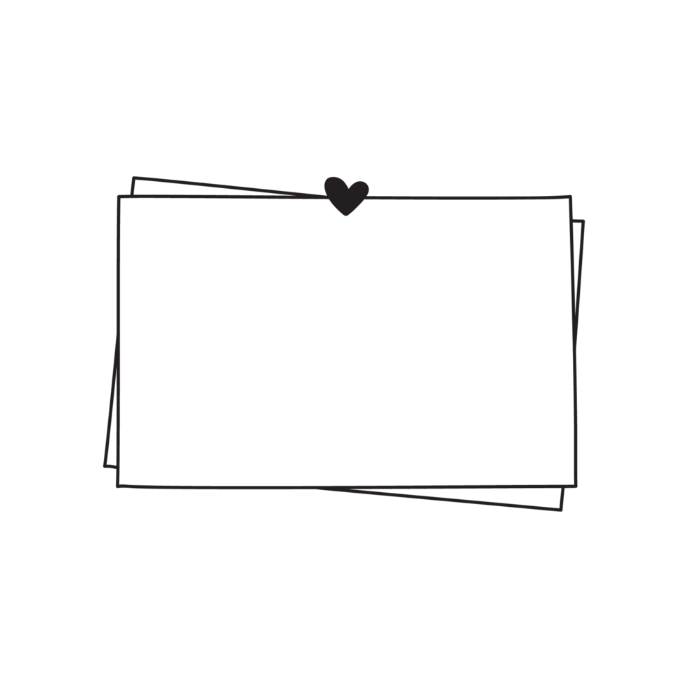 Layered Hand-Drawn Frame with Heart png