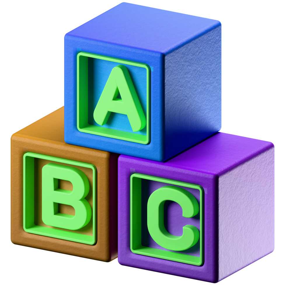 3D Icon cube with alphabet toys png