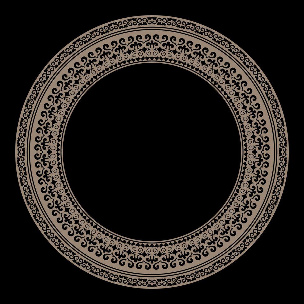 Decorative muslim Gold Round ornament frame. Elegant element for design in Eastern style, place for text. Gold circle border. Lace frame for invitations, greeting cards, plates, textiles, embroider vector