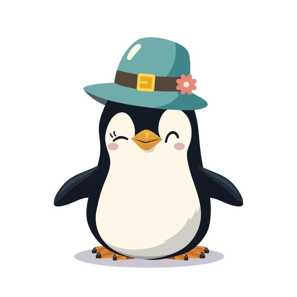 Cute penguin wearing hat vector