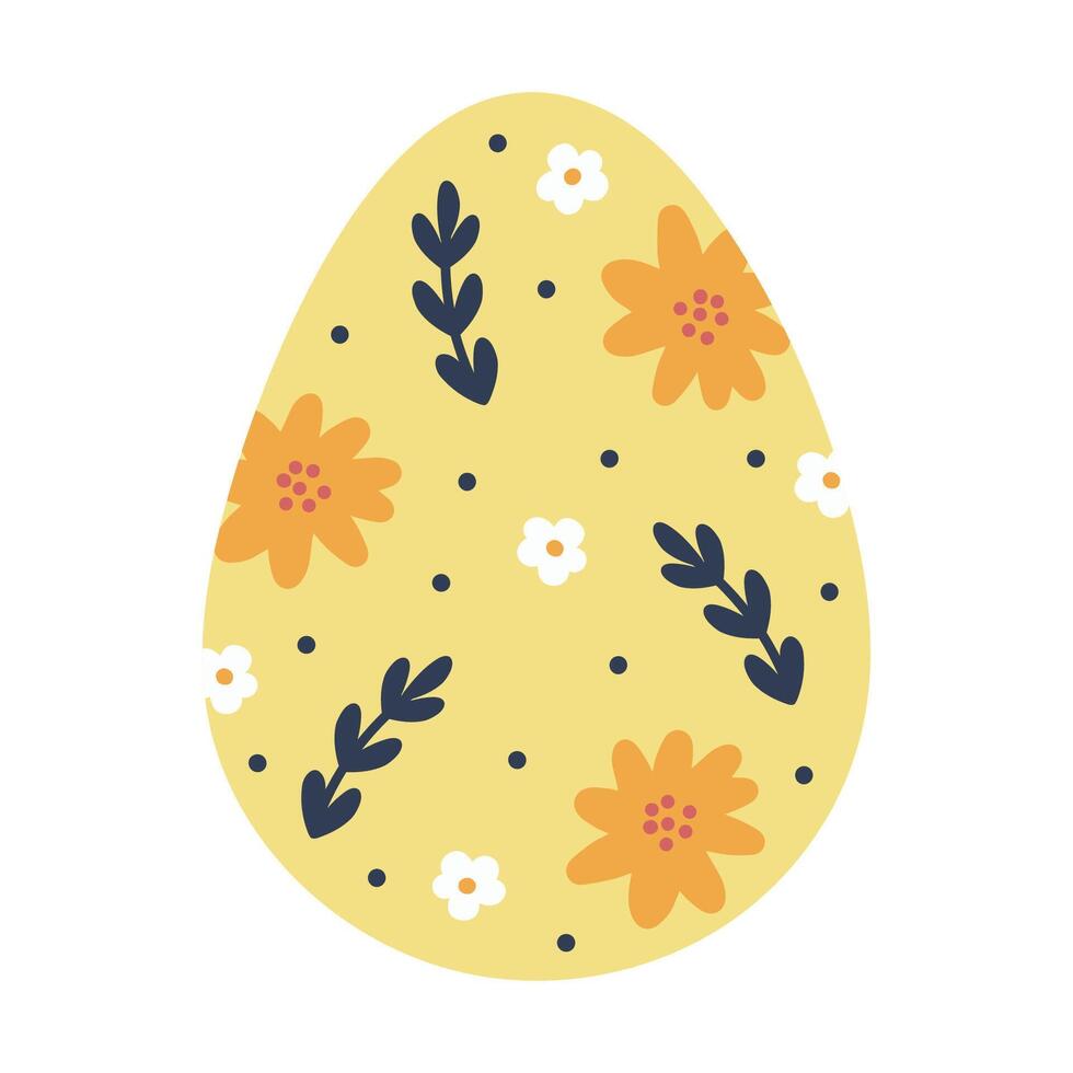 Easter egg with flower folk print vector