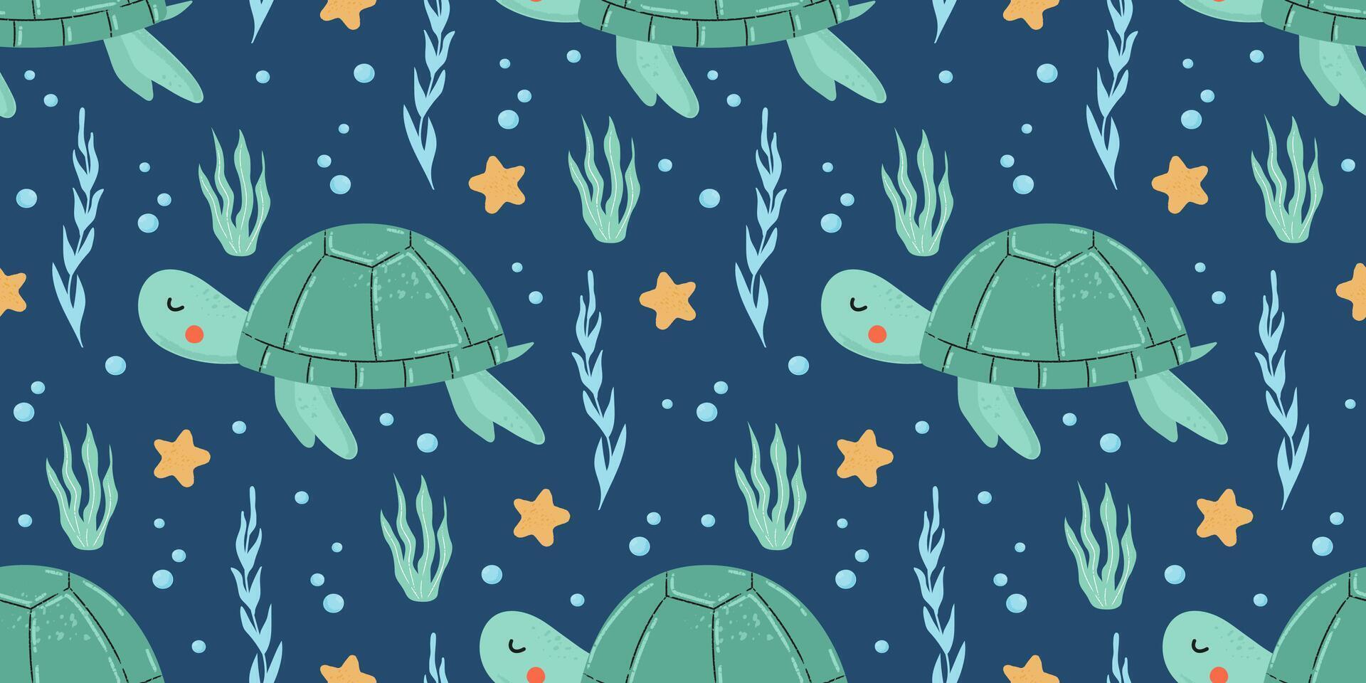 Turtle animal seamless pattern vector