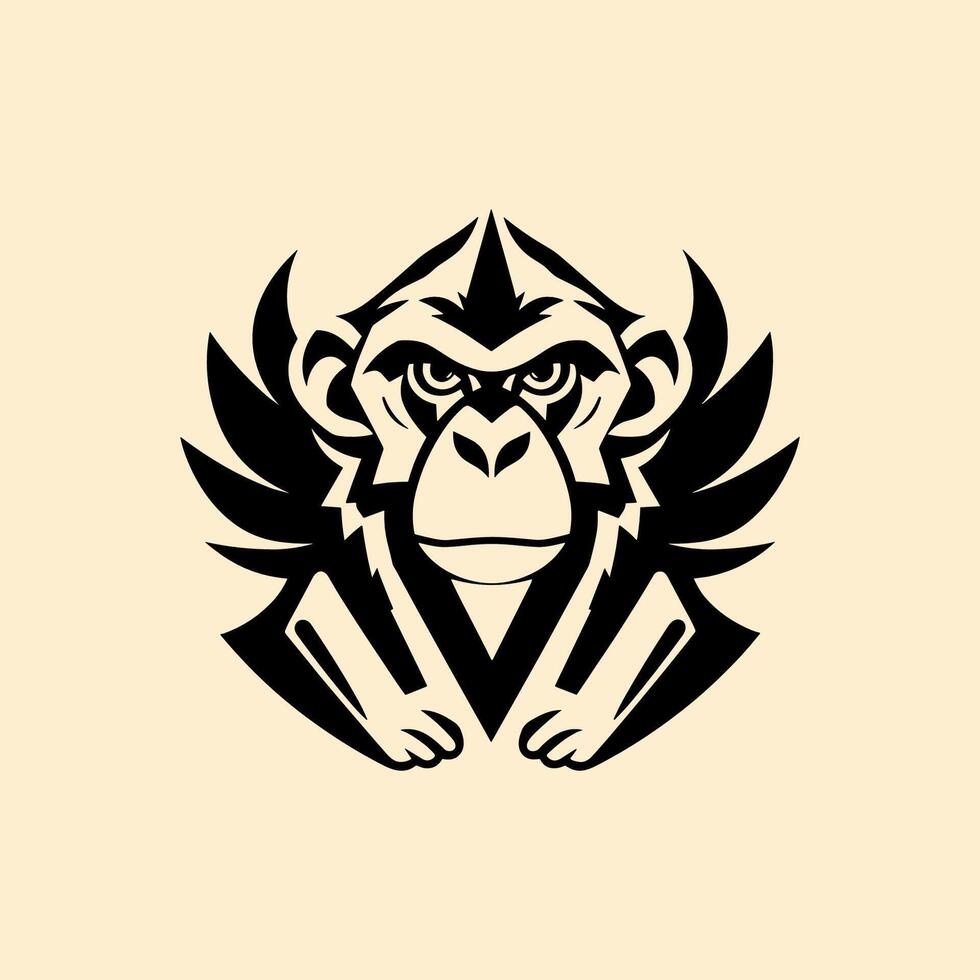 A balanced and symmetrical logo of a monkey vector